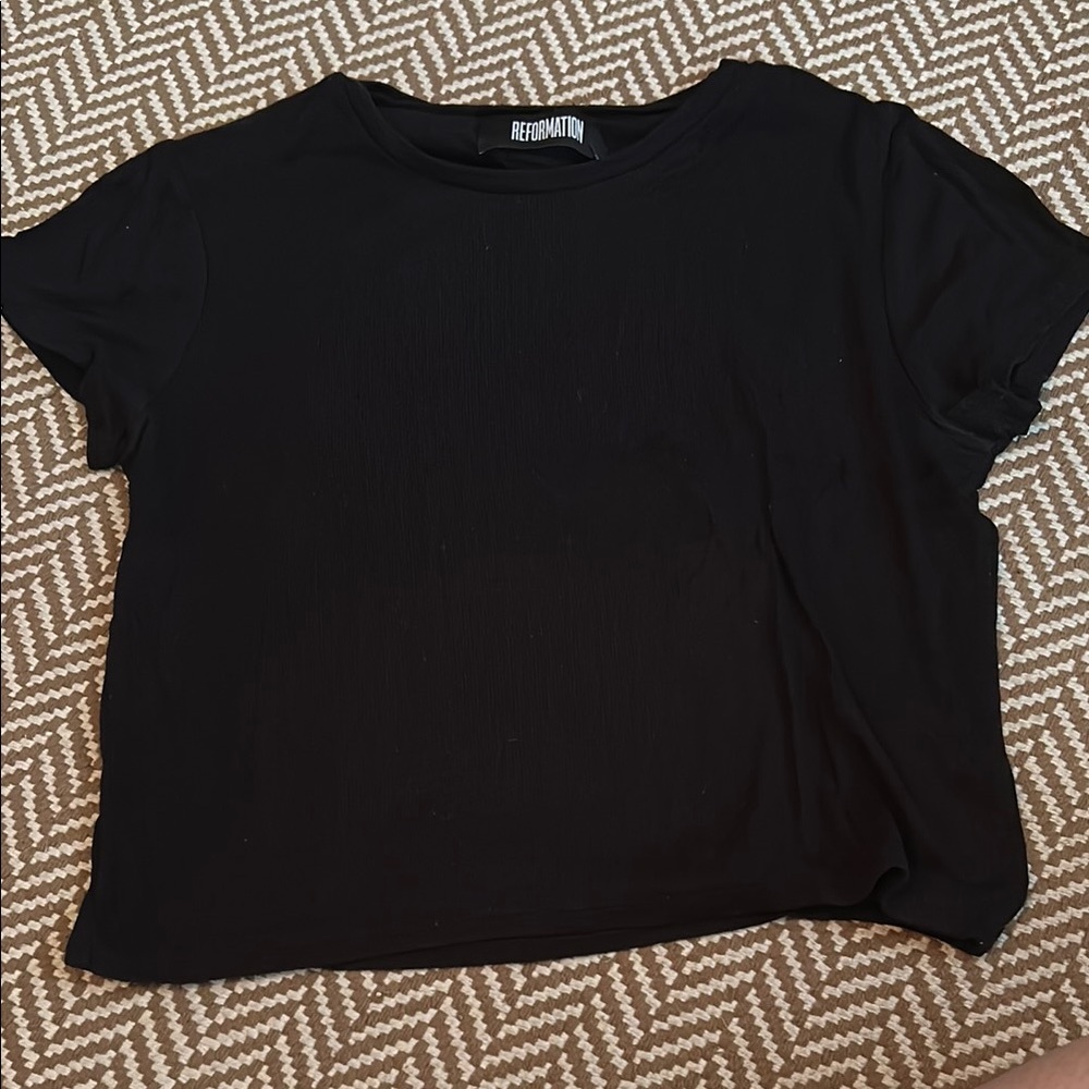 Reformation Black Cropped Tee - Size M